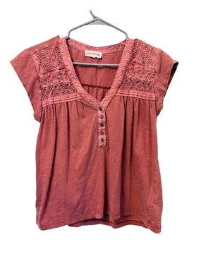 Lucky Dusty Rose distressed blouse Size S